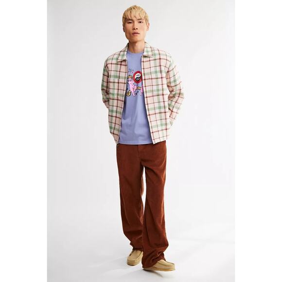 New Urban Outfitters OBEY Dom Plaid Shirt Jacket $120 MEDIUM Pink Clay - Picture 4 of 8